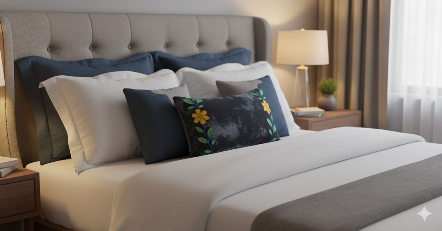 Embroidered Floral Elegance Decorative Pillow (50x30 cm) - Image 10