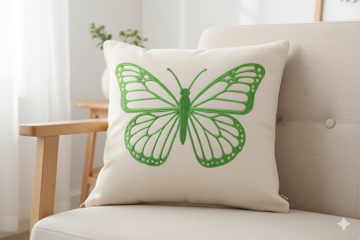Elegant Butterfly Embroidered Cushion (45/45) - Image 3