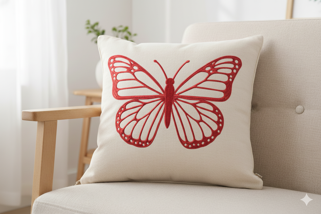Elegant Butterfly Embroidered Cushion (45/45) - Image 4