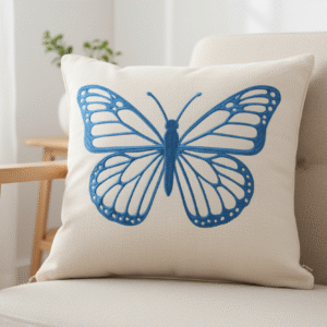 Elegant Butterfly Embroidered Cushion (45/45)
