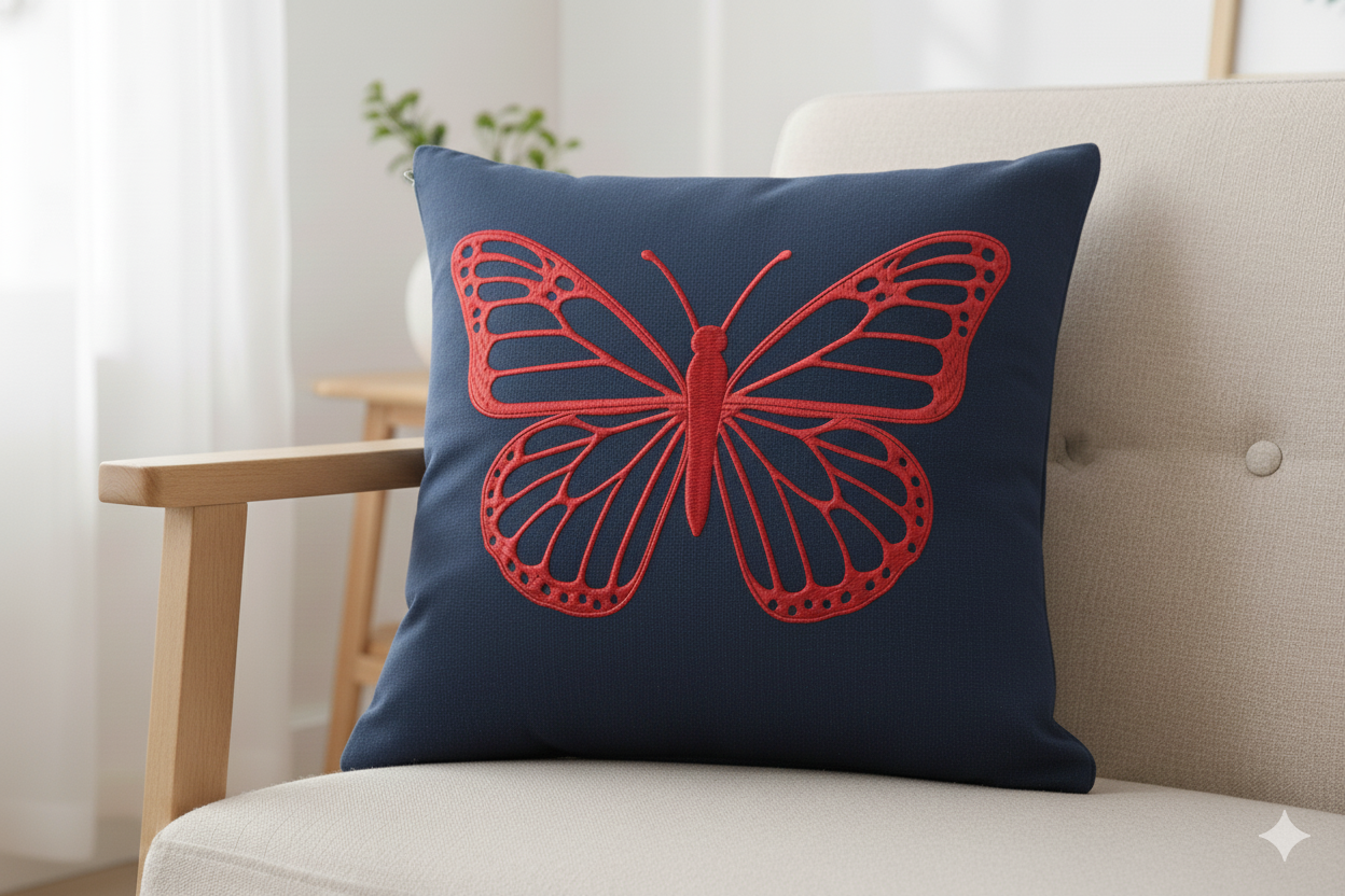 Elegant Butterfly Embroidered Cushion (45/45) - Image 6