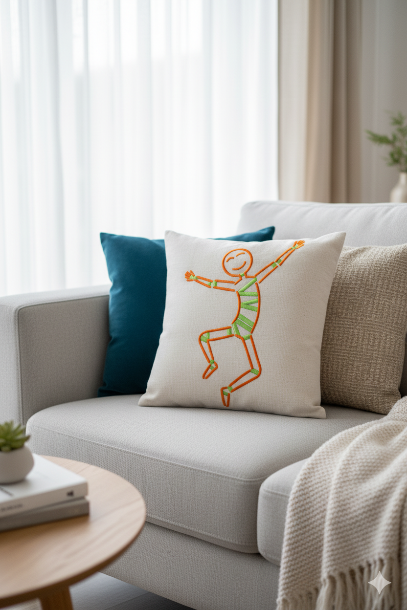 Joyful Jumper Embroidered 45x45 cm Cushion