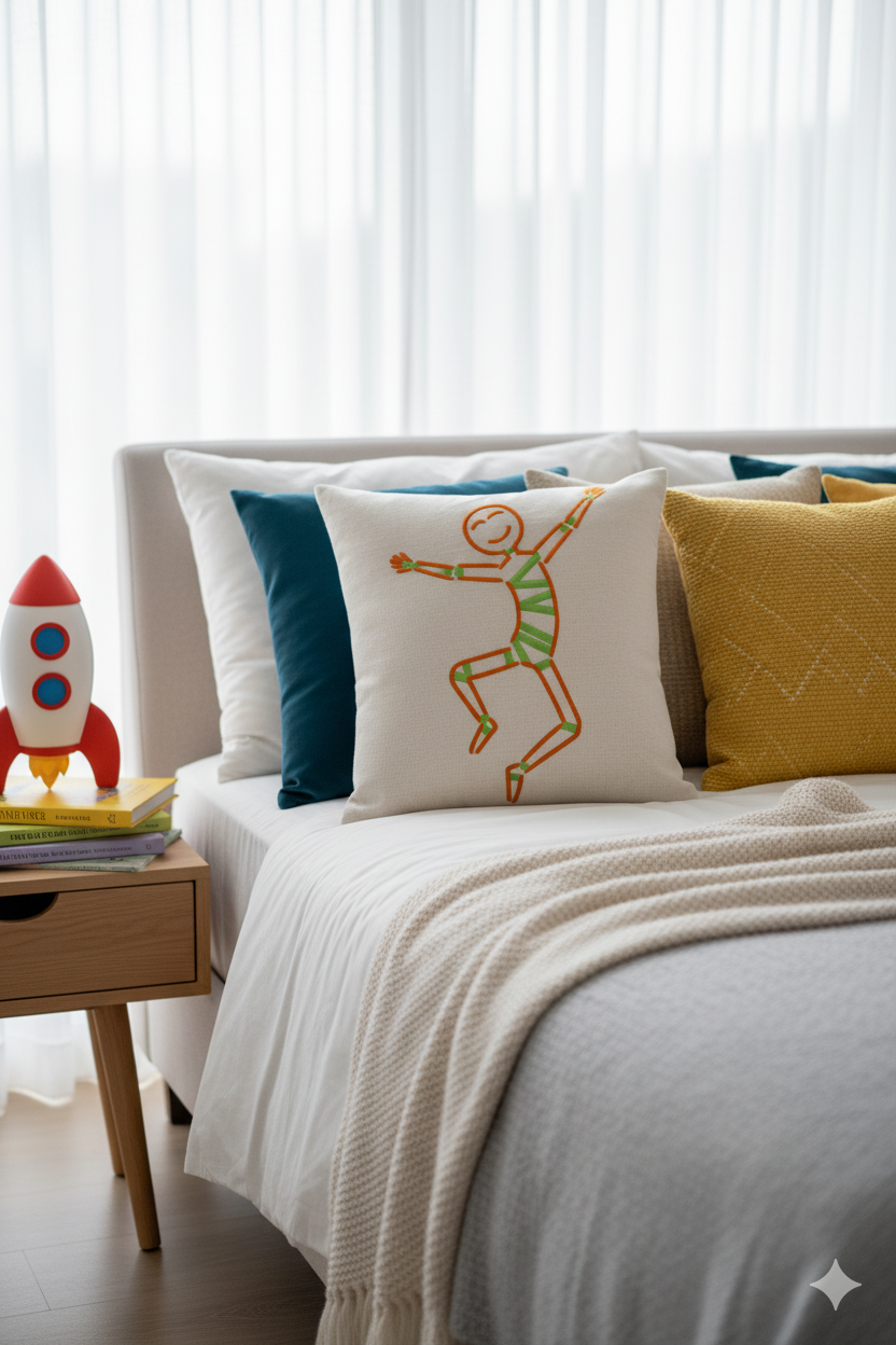 Joyful Jumper Embroidered 45x45 cm Cushion - Image 4