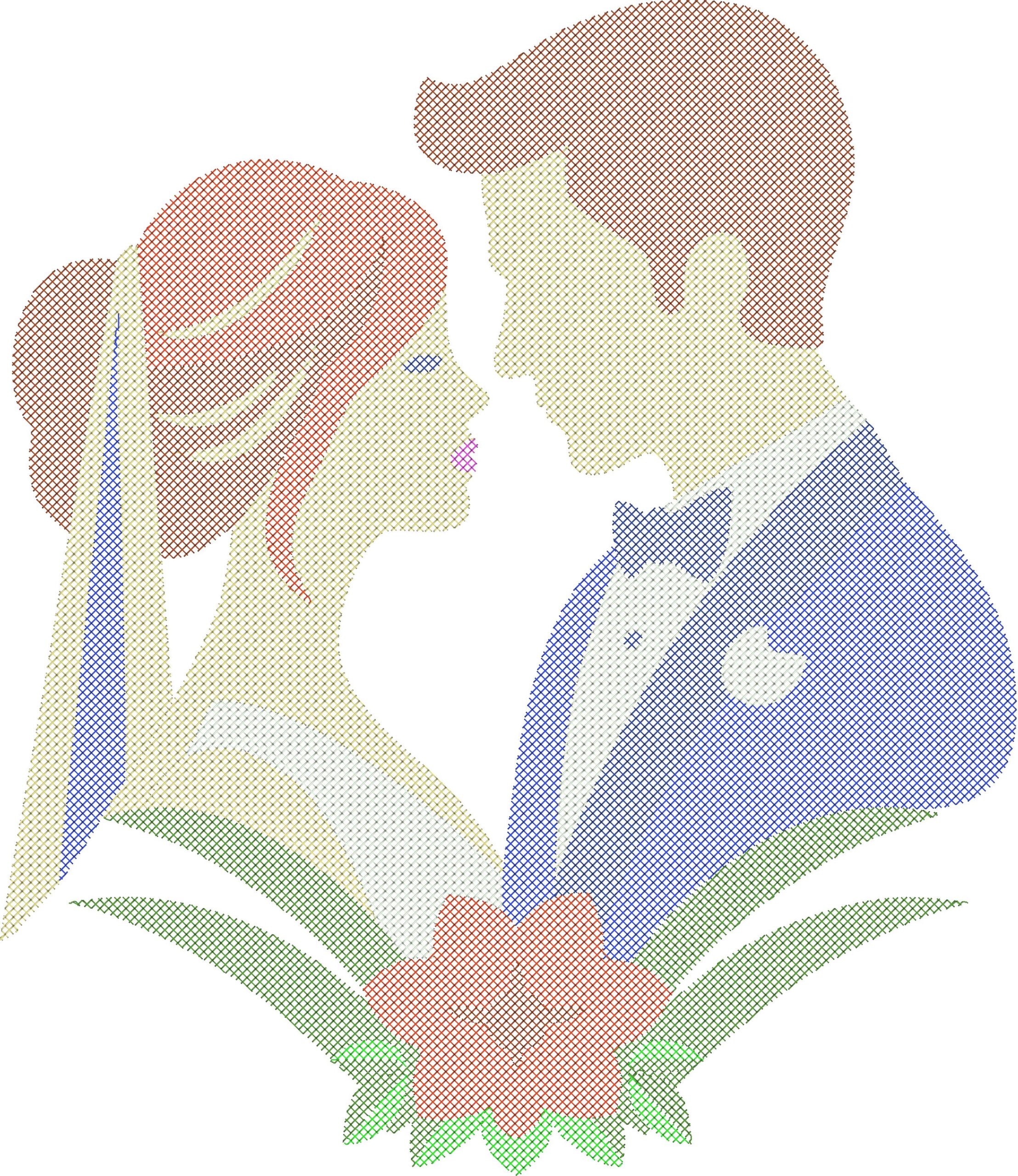 Eternal Love Cross Stitch Couple Embroidery Cushion Design 45/45 cm