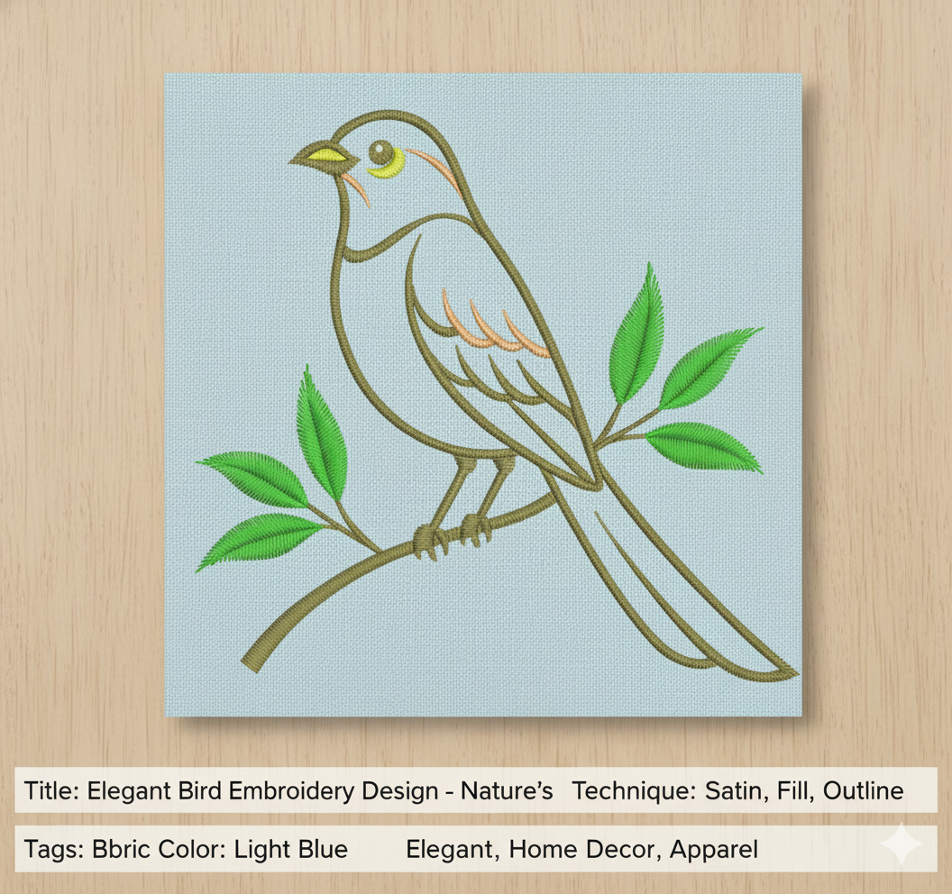 Elegant Bird Embroidery Design - Image 4