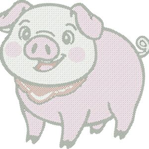 Happy Piglet Cross Stitch Embroidery Design (10 Inch)