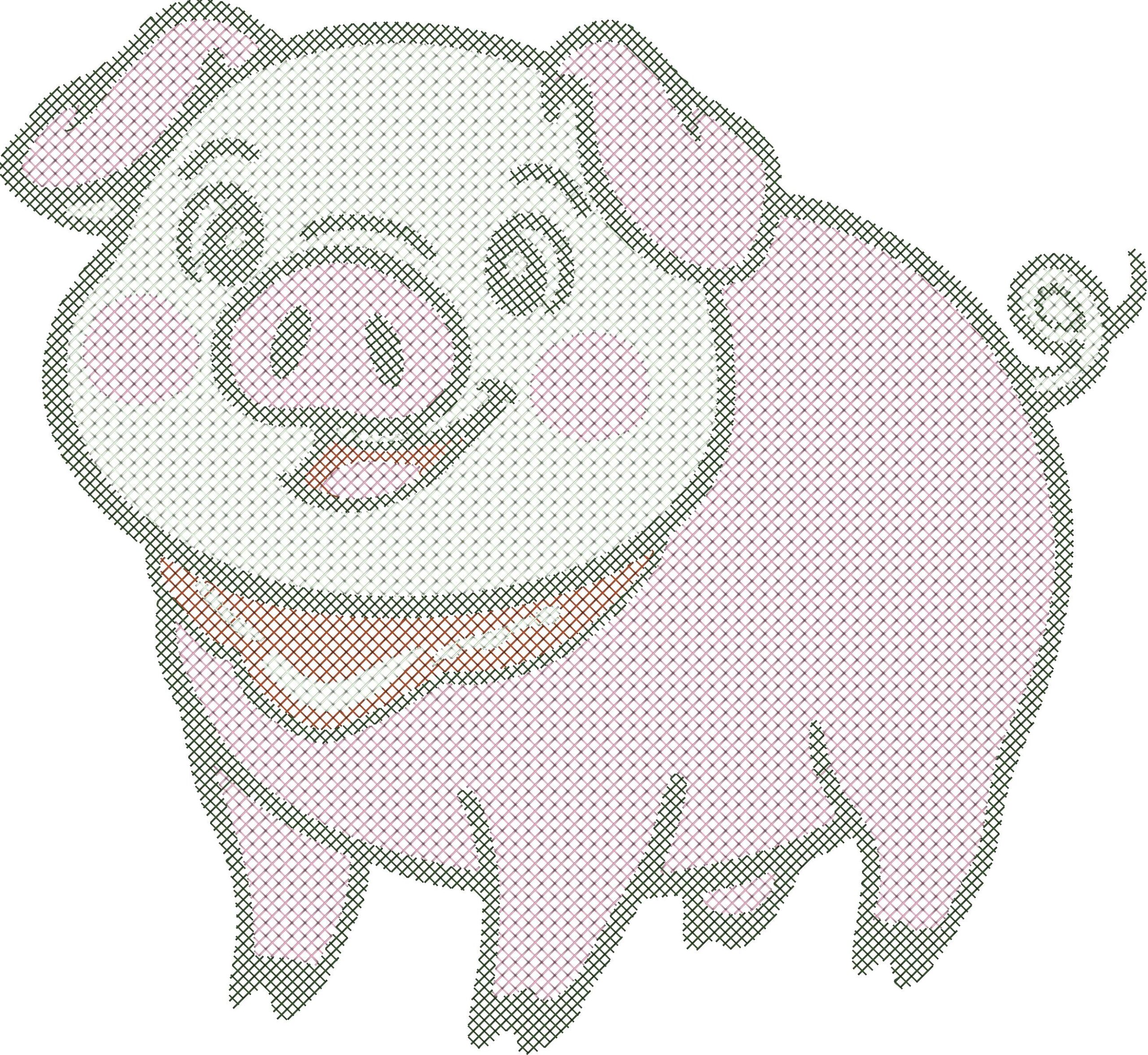 Happy Piglet Cross Stitch Embroidery Design (10 Inch)