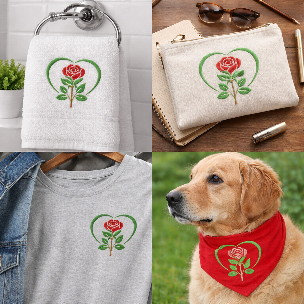 Heart Rose Embroidery Design - Image 4