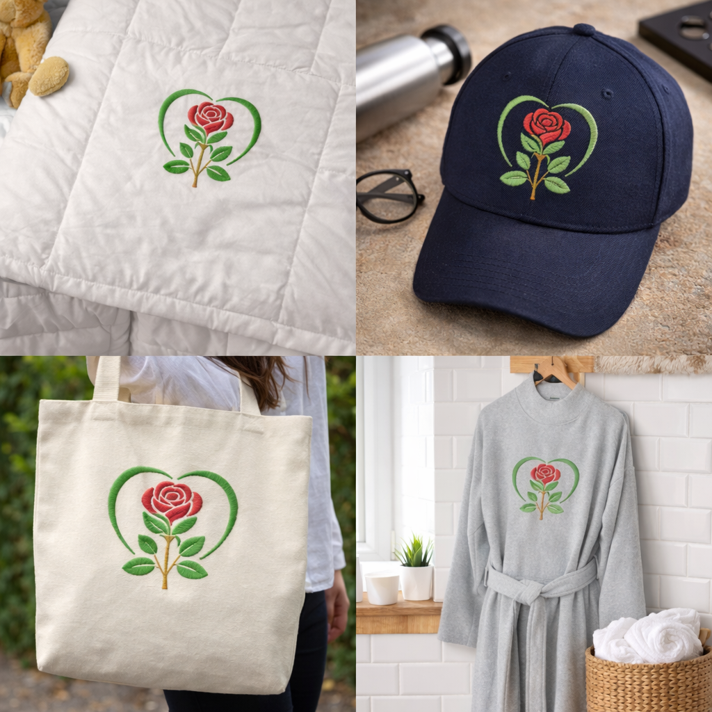 Heart Rose Embroidery Design - Image 3