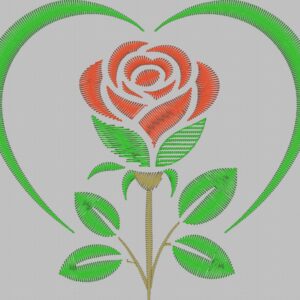 Heart Rose Embroidery Design