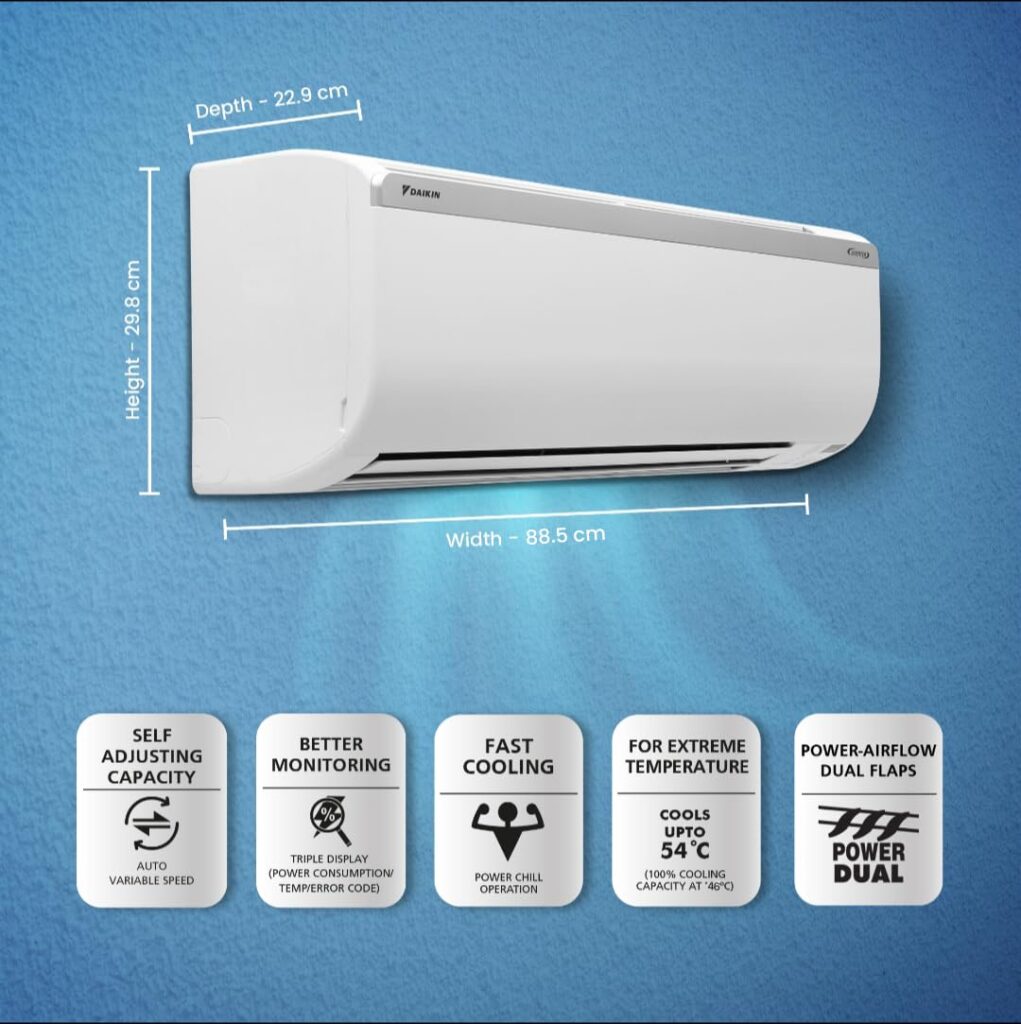 Daikin 1.5 Ton 5 Star Inverter Split AC (Copper, PM 2.5 Filter, MTKM50U, White)